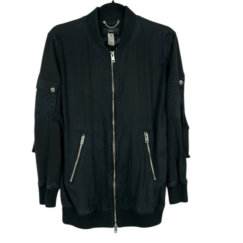 Diesel Mens Casual Streetwear Lyocell Full Zip Bomber Jacket Medium Black